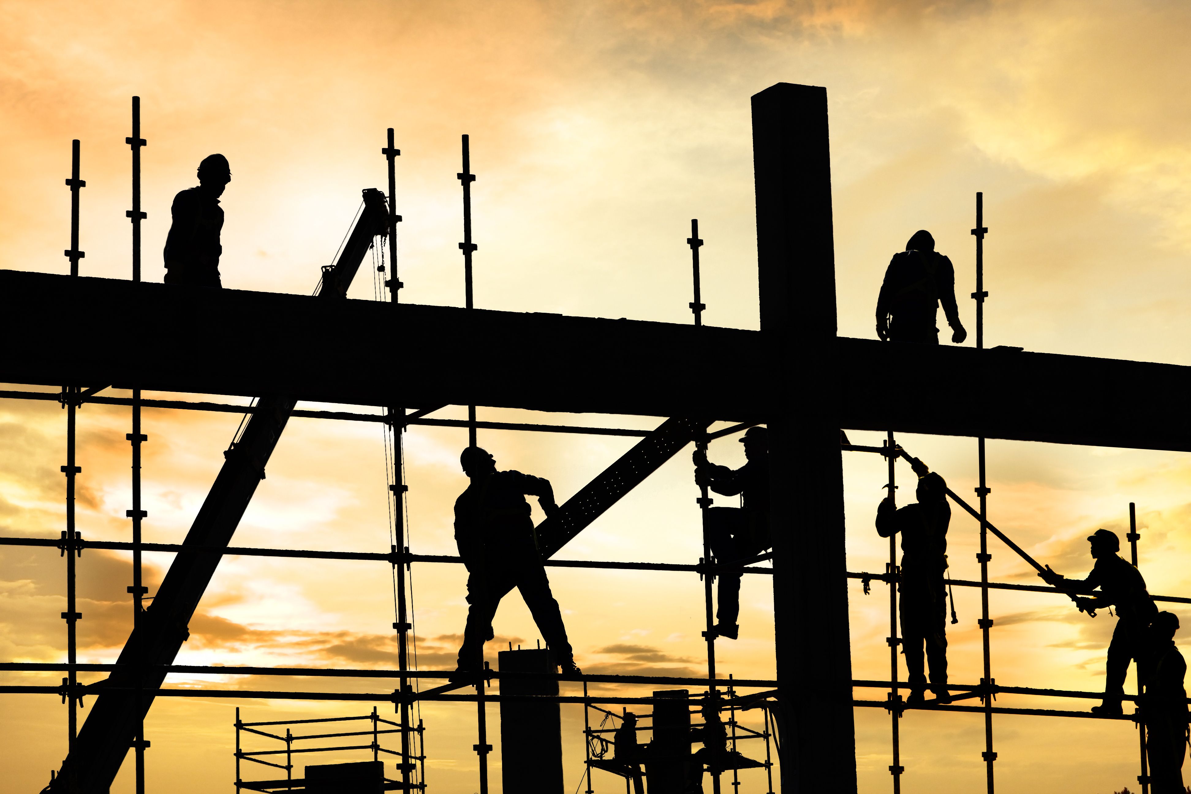 Men at work on scaffolding